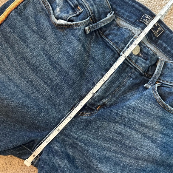 Abercrombie and Fitch Skinny Dark Wash Gold Bronze Side Stripe Raw Hem 27 - Picture 8 of 9